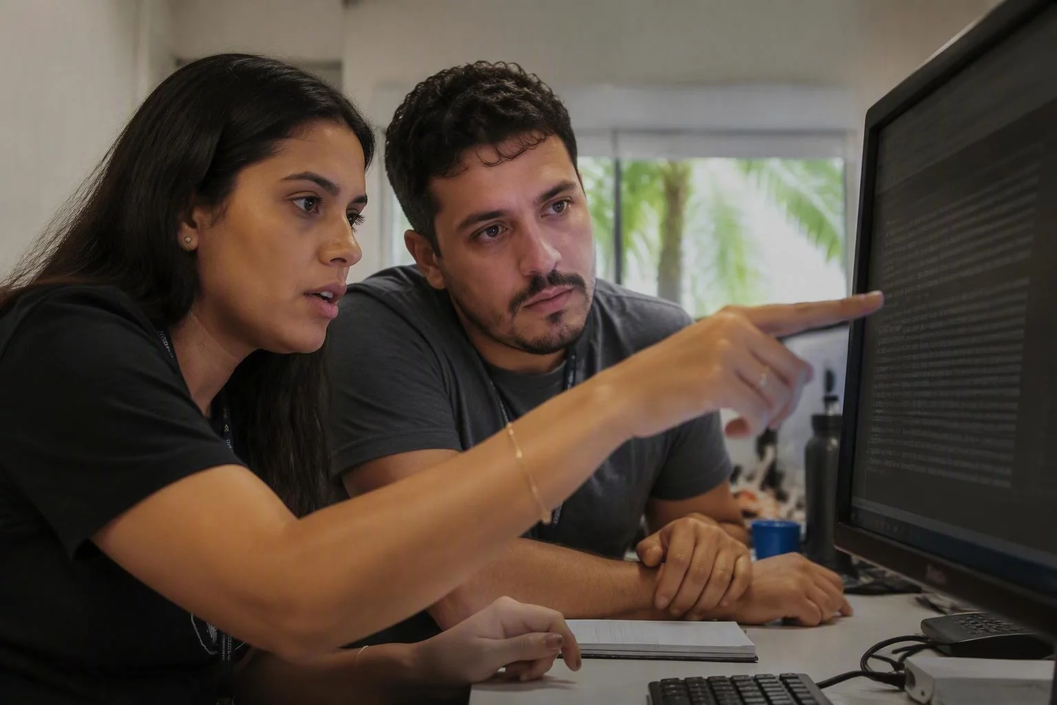 Analista e desenvolvedor revendo o registro de acessos numa tela só